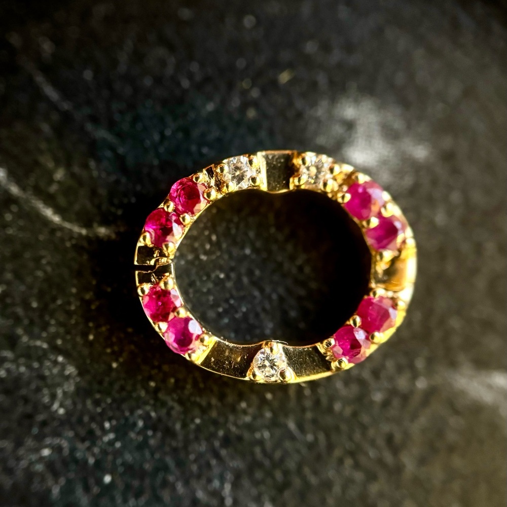 14K Diamond and Ruby Charm Connector